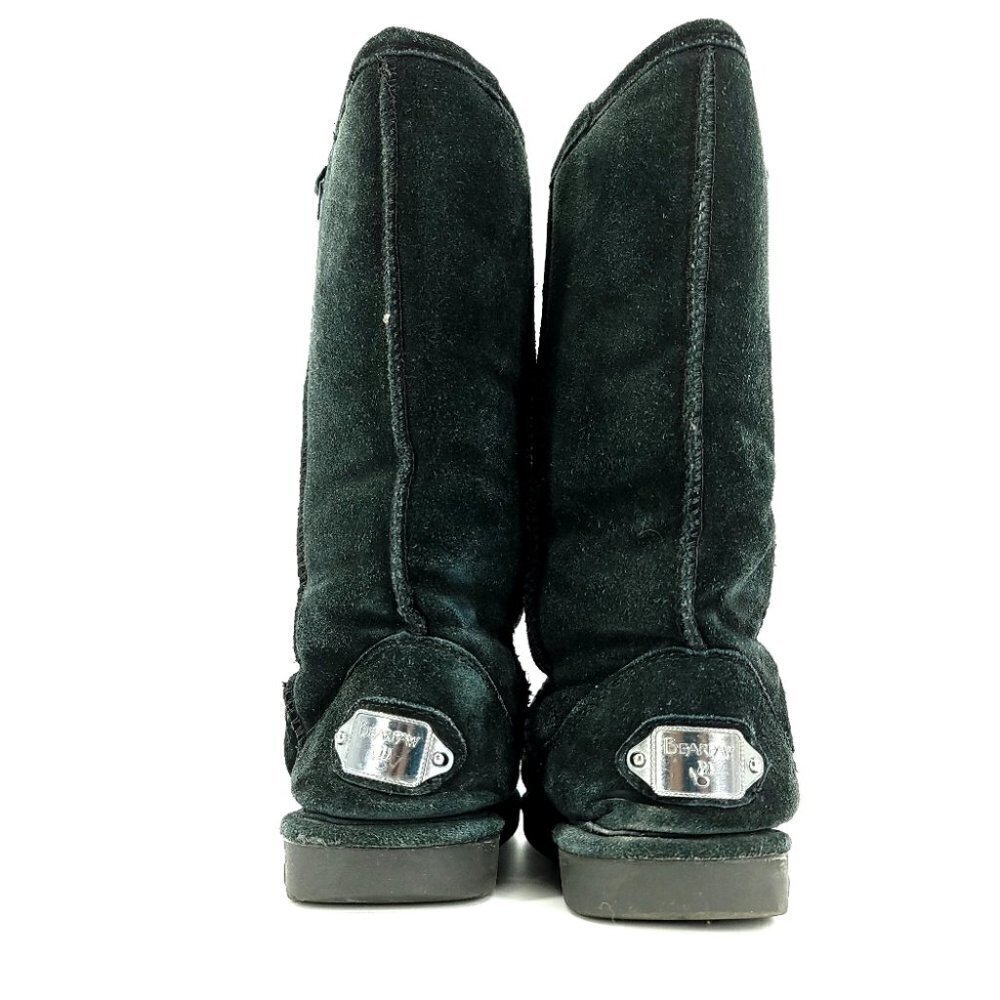 Bearpaw Women's 6 Suede Black Slip-On Modern Winter Boots Sheepskin Lined - Picture 4 of 11